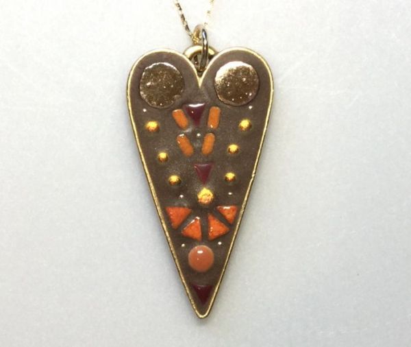 Dichro & Orange Heart in Mosaic Jewelry at Windy Sea Designs