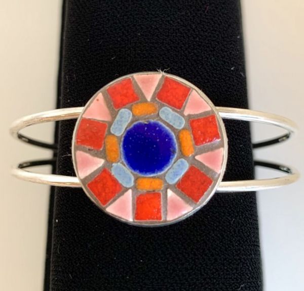 Red Mandala Bracelet in Mosaic Jewelry at Windy Sea Designs