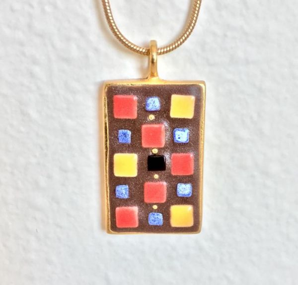 Red and Yellow Patchwork in Mosaic Jewelry at Windy Sea Designs